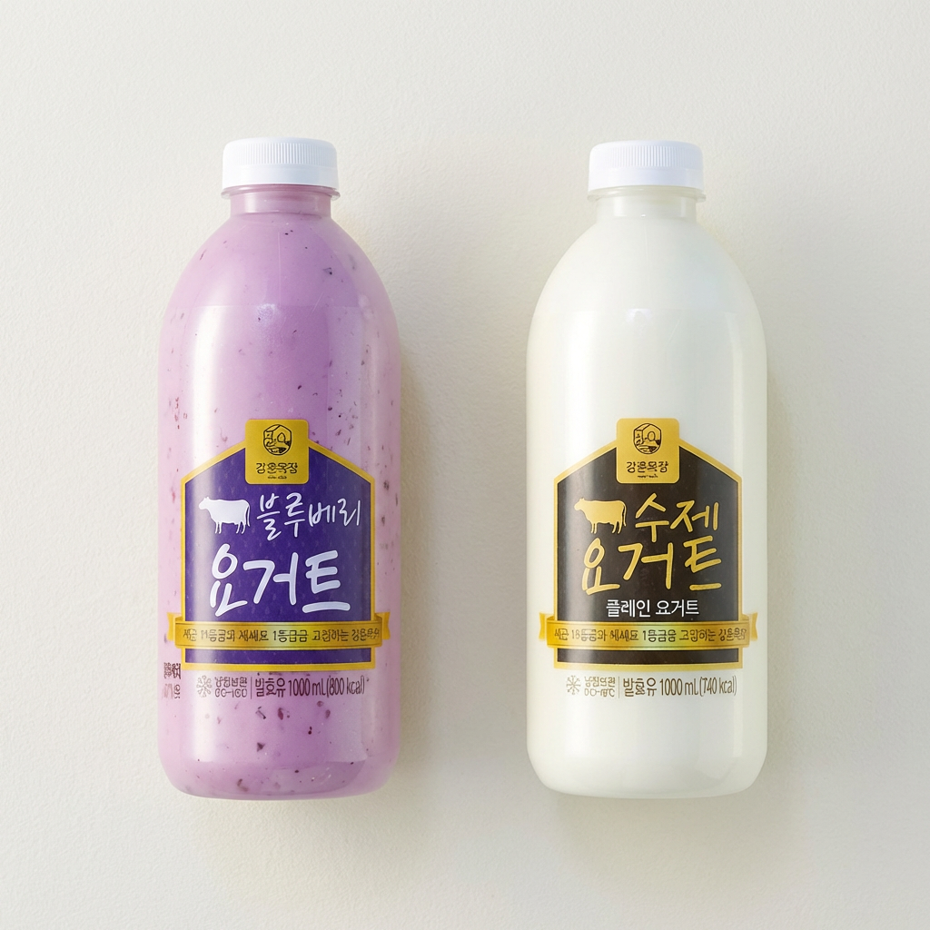 강훈목장 수제요거트, 플레인 1L 1개 + 블루베리 1L 1개, 2개