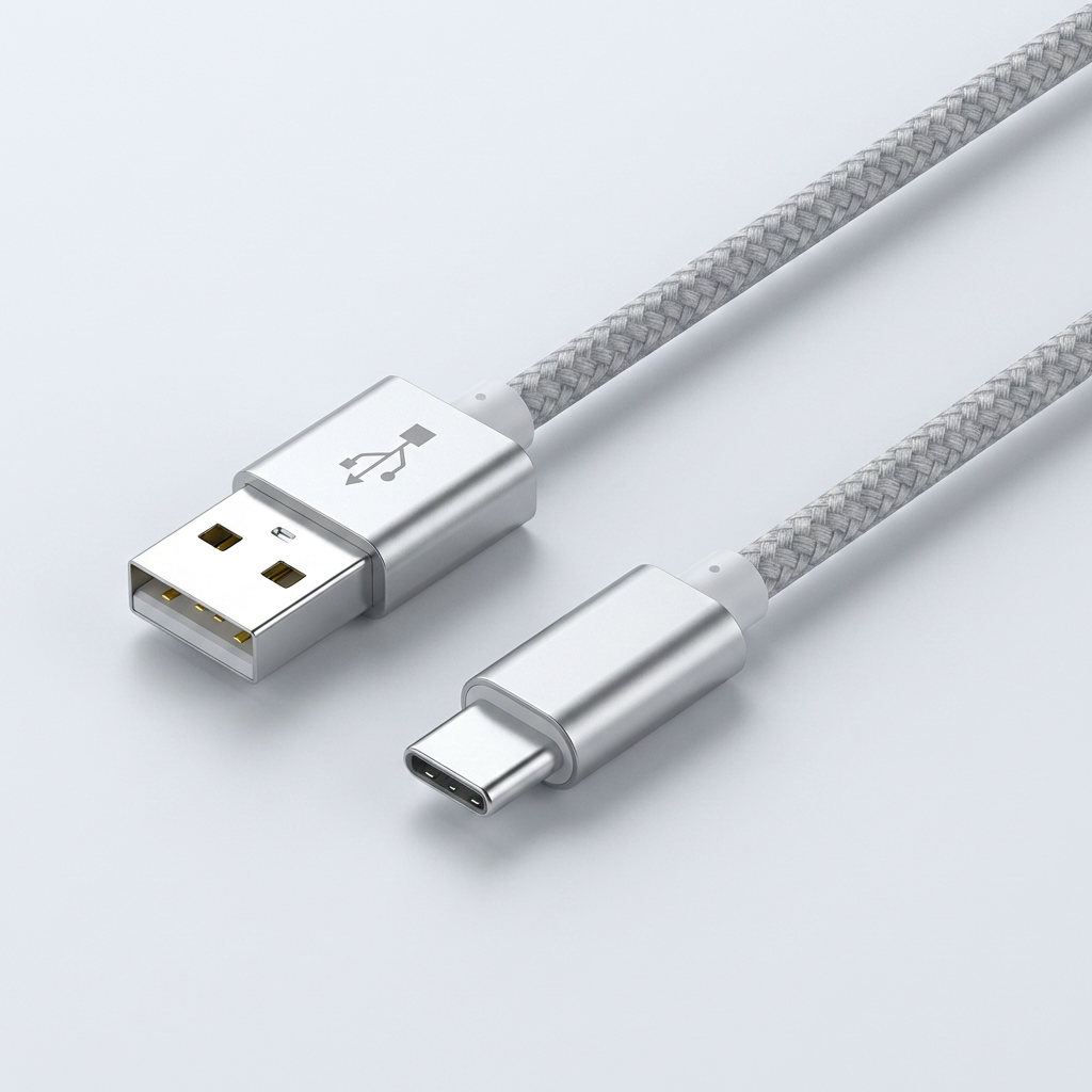 WJT 메탈 고속 충전 케이블, USB-C, 실버, 1.5m, 4개