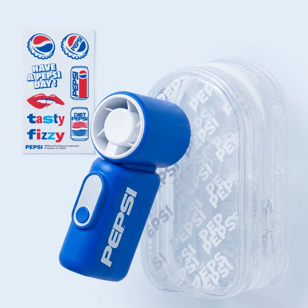 펩시 울트라 터보 미니 휴대용 손선풍기, PEP-HF101T, 블루, DIY스티커+전용파우치 포함, 1개
