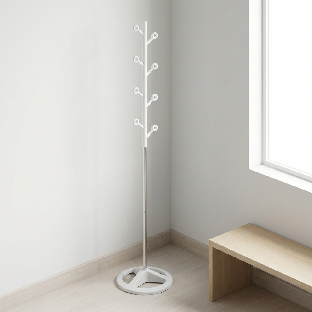 올리빙 스탠드 옷걸이, 35x170cm, 나무 화이트, 1개