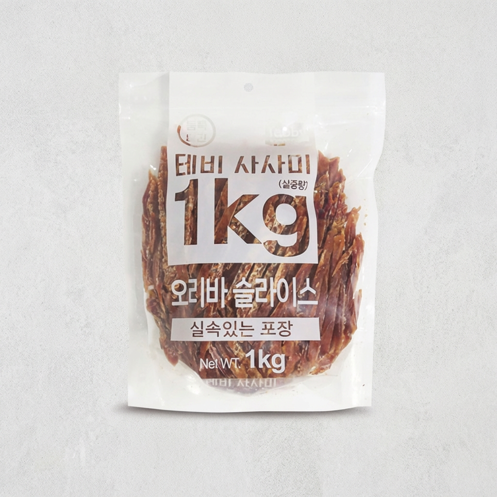 테비 강아지간식, 테비 오리바슬라이스, 1kg, 1개