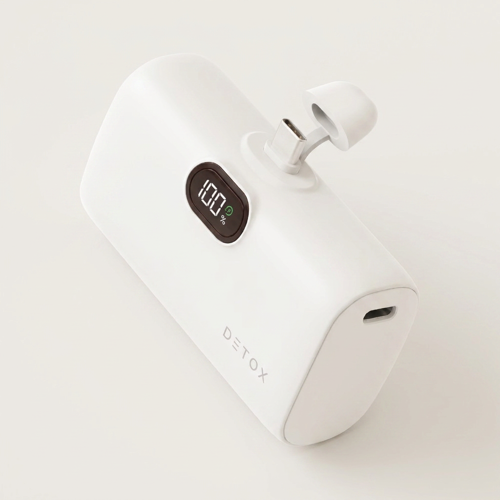 디톡스 22.5W LCD 싱글 도킹 배터리, 10000mAh, 화이트, 1개