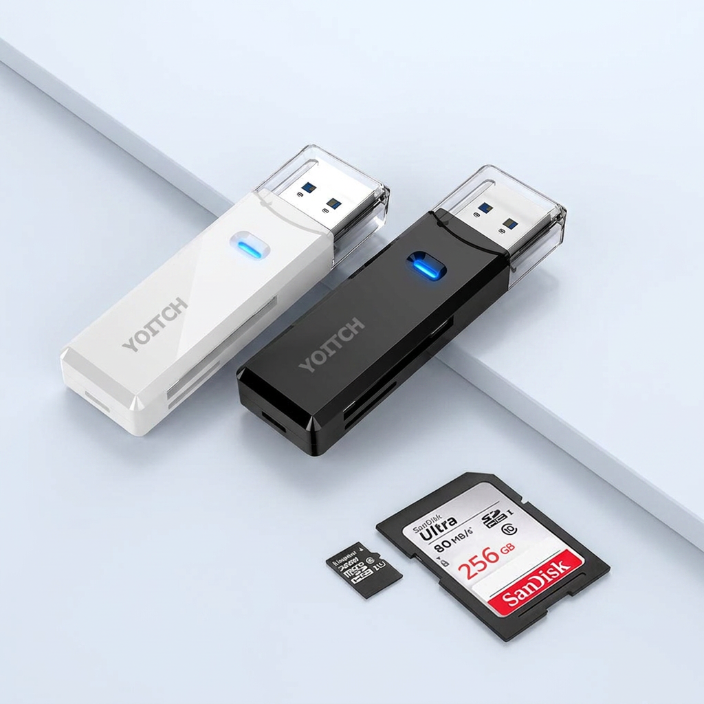 요이치 USB 3.0 카드리더기, 블랙, 1개