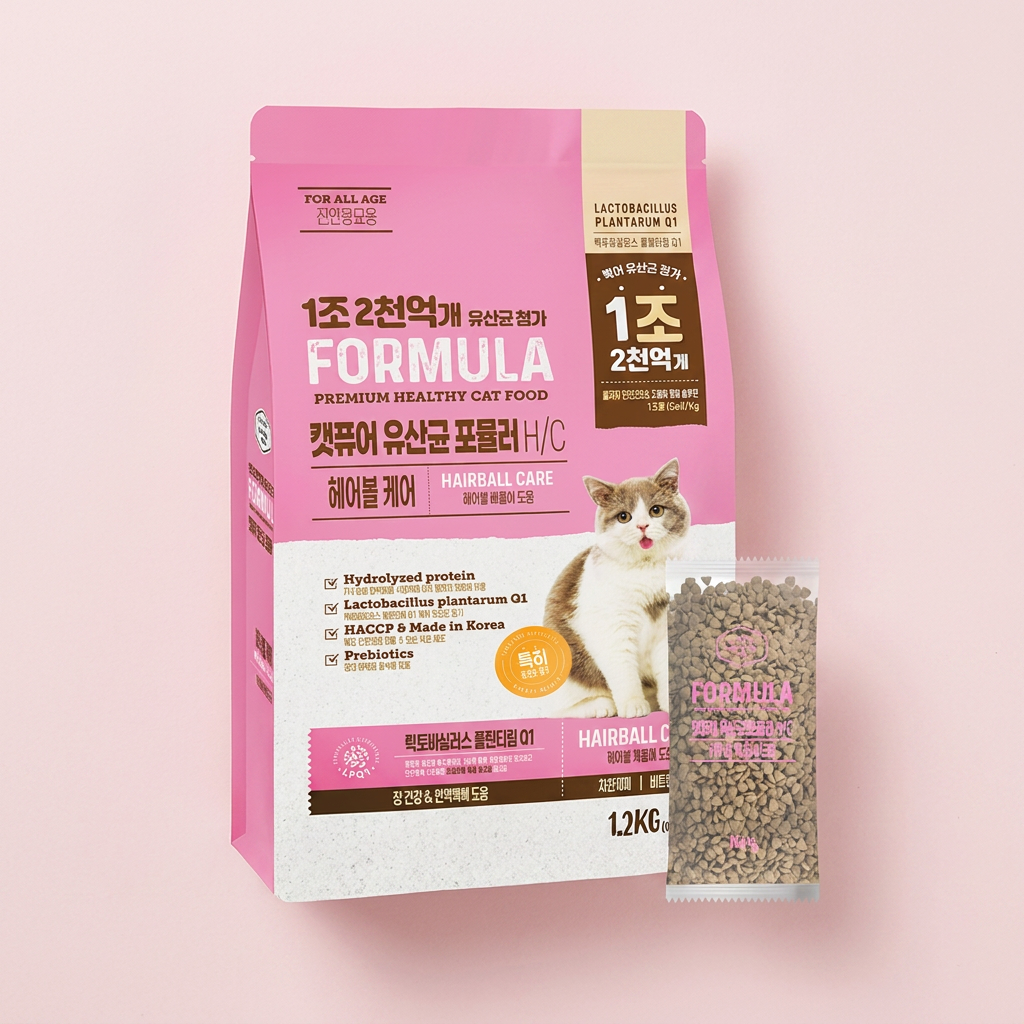캣퓨어 고양이 유산균 포뮬러, 헤어볼 + 장건강, 1.2kg, 1개