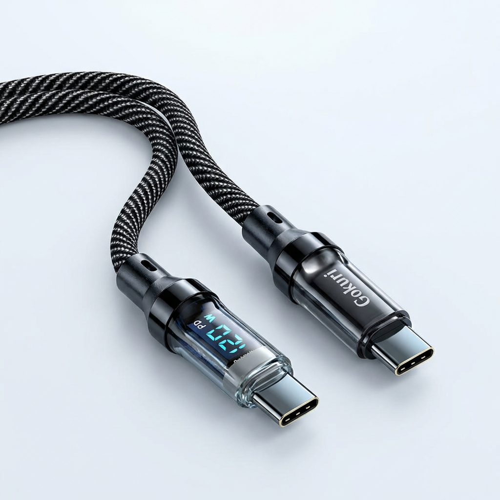 고쿠리 120W 고속충전 디스플레이 케이블 C to C, 블랙, 2m, 1개