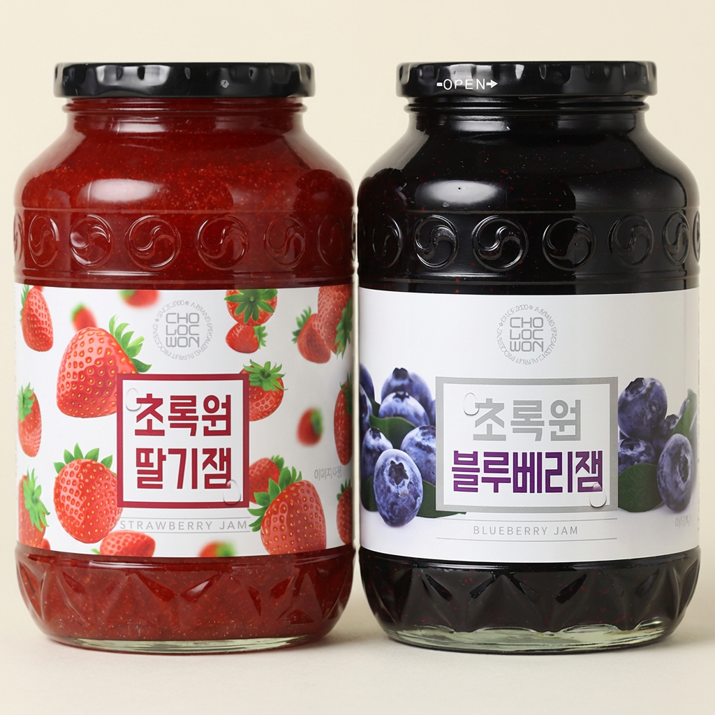 초록원 딸기잼 1kg + 블루베리잼 1kg, 2병, 1세트