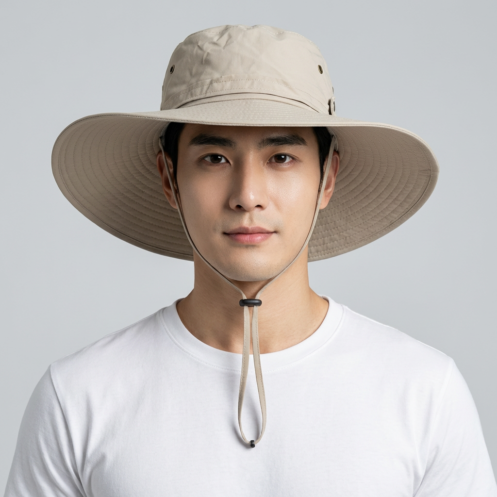 사파리 챙모자, 커플, FREE, 베이지, 1개