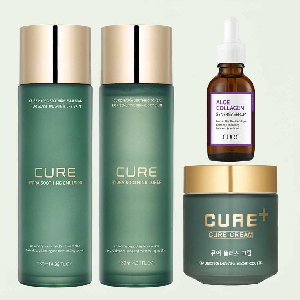 김정문알로에 수딩 토너 130ml + 에멀전 130ml + 플러스크림 80g + 콜라겐세럼 30ml, 1세트
