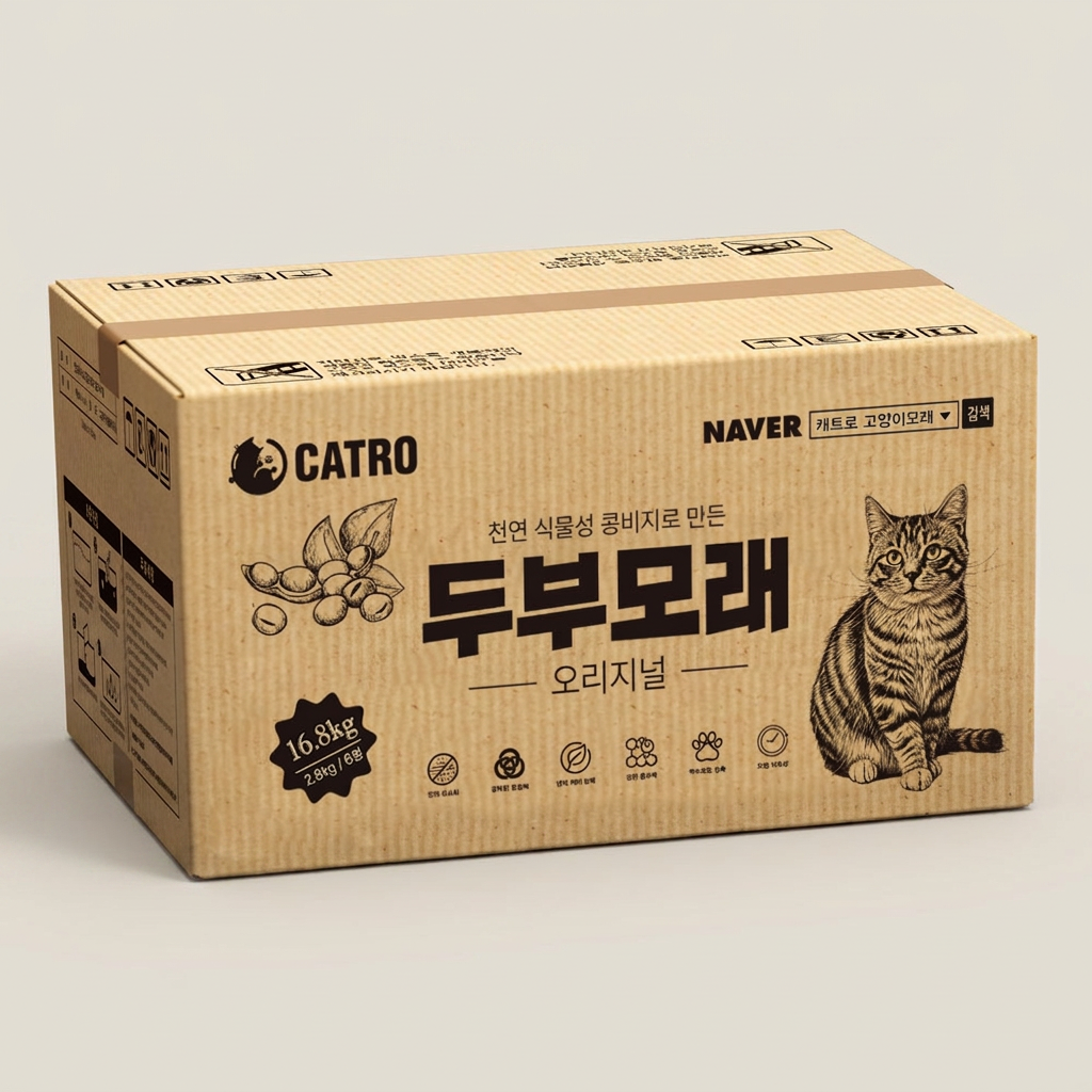 캐트로 고양이 두부모래, 오리지널, 2.8kg, 6팩
