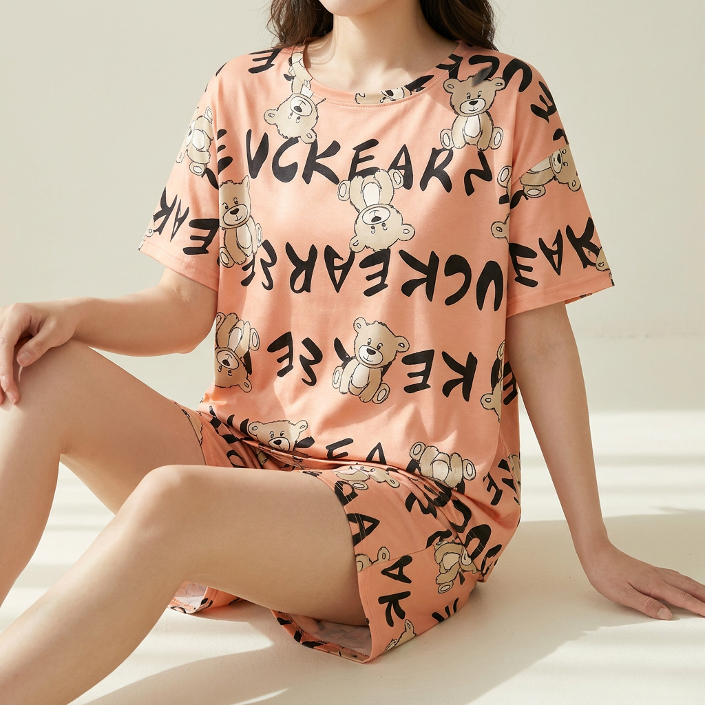 다이노베어 반팔잠옷세트, 오렌지, 1개