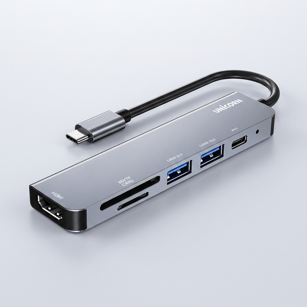 유니콘 6in 1 HDMI 멀티허브 TH-601C, 1개