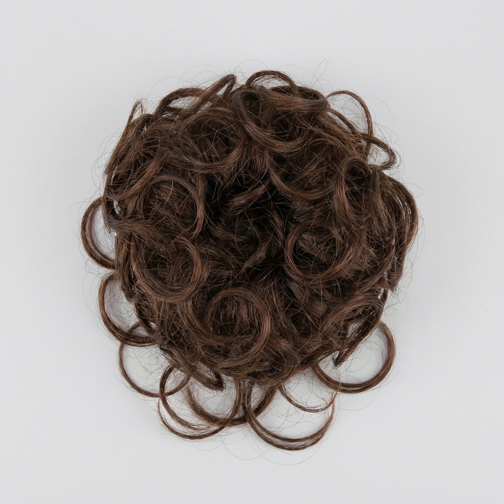 똥머리 집게핀 가발, 라이트브라운, 12 x 9cm, 1개