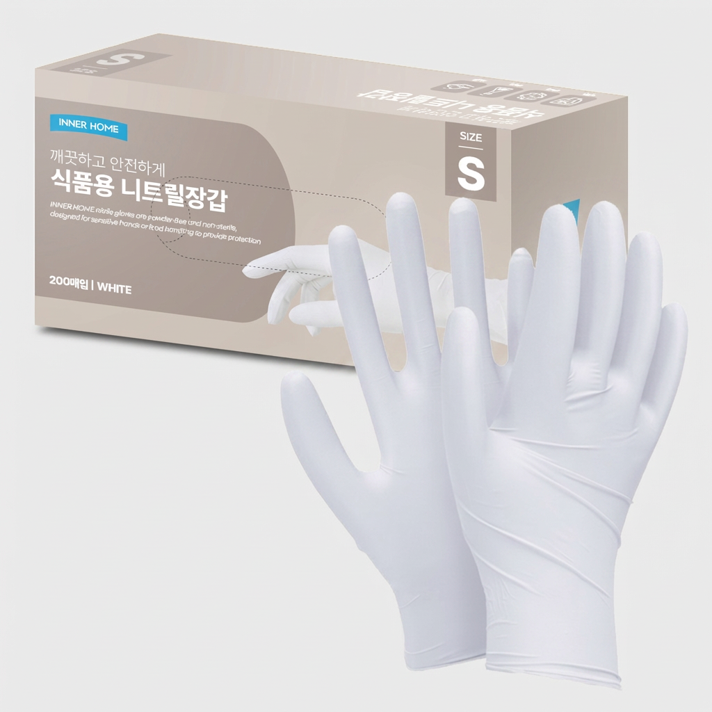 이너홈 식품용 니트릴장갑, 화이트, S, 200매