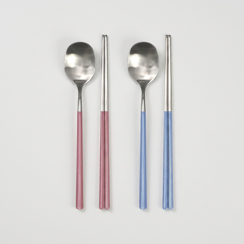 라온누리 브리앙뜨 펄인러브 수저세트, 핑크펀치+스카이블루, 숟가락+젓가락, 2세트