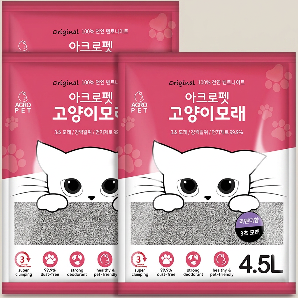 아크로펫 벤토나이트 모래, 라벤더향, 5L, 4개