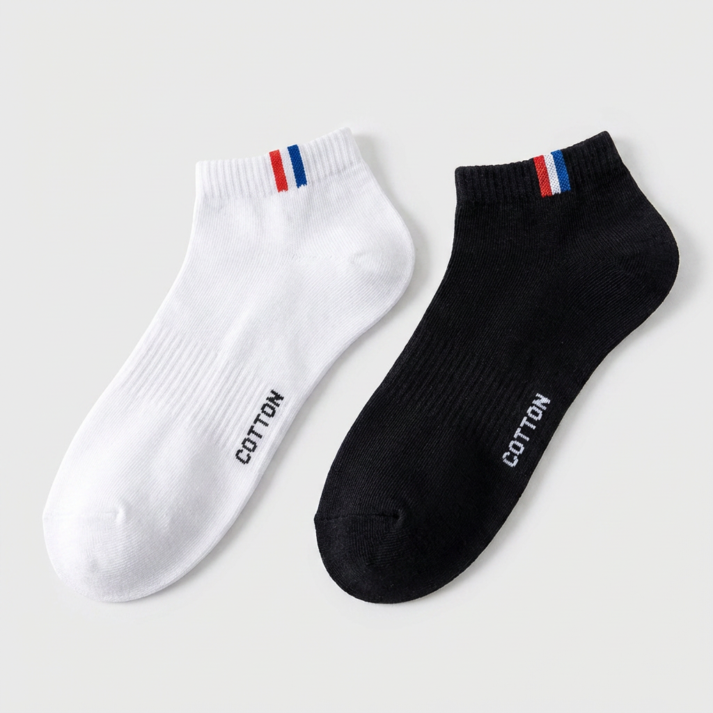발목 삼선 양말 덧신, 블랙 5켤레 + 화이트 5켤레, 1세트