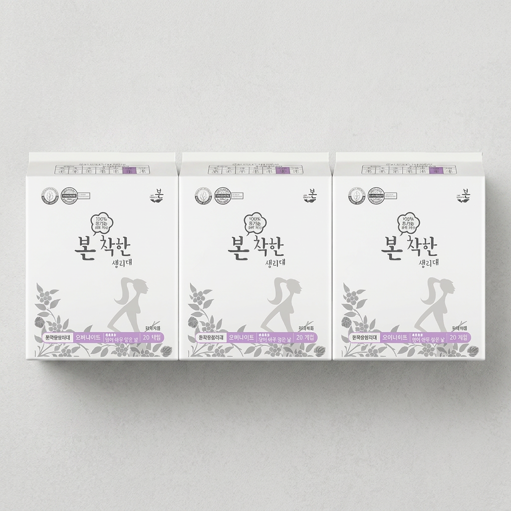 유기농본 착한 생리대, 오버나이트, 20개입, 3팩
