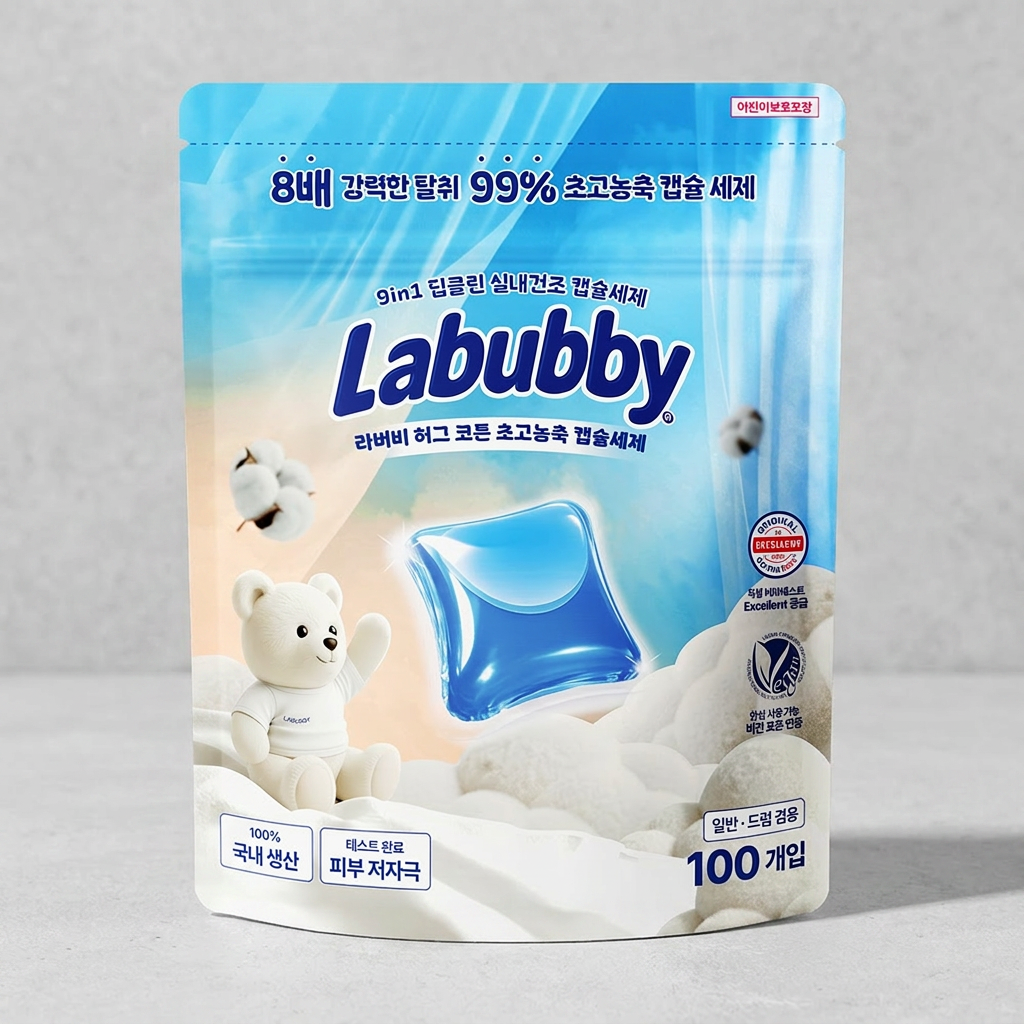 라버비 올인원 초고농축 캡슐세제, 허그코튼, 8g, 100개입, 1팩