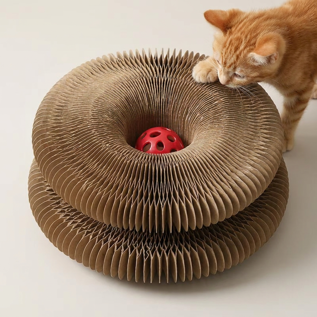 공놀이 & 아코디언 스크래쳐, 고양이 아코디언 스크래쳐, 24cm, 1개