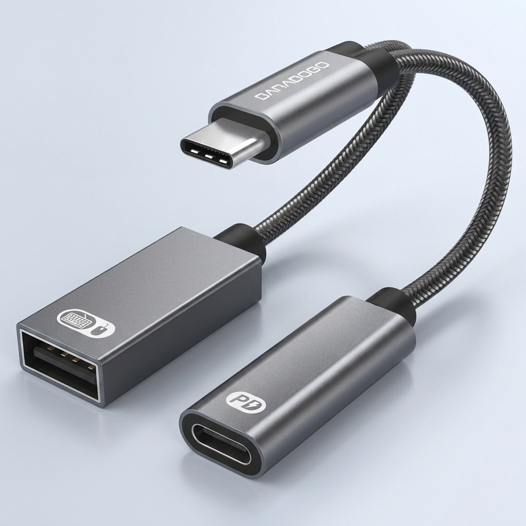 바라보고 USB C타입 OTG PD 60W 고속 충전 듀얼 젠더, TA2Q, 그레이, 1개