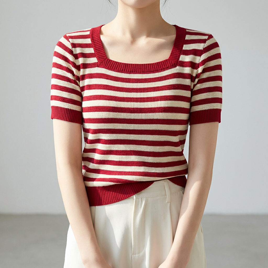 쿨링 단가라 반팔 니트, 블루, FREE