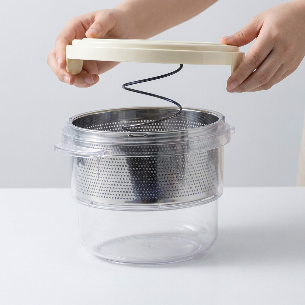 국산 수동식 식품짤순이, 2.5L, 스텐채반, 1개