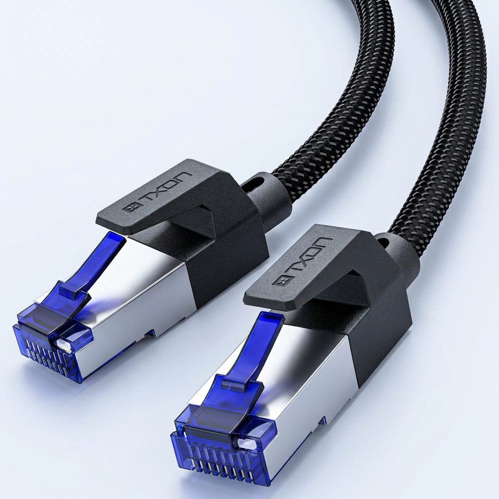 티엑스온 SFTP CAT7 10Gbps 초고속 인터넷 기가 랜선 랜케이블, 블루+블랙, 5m, 1개