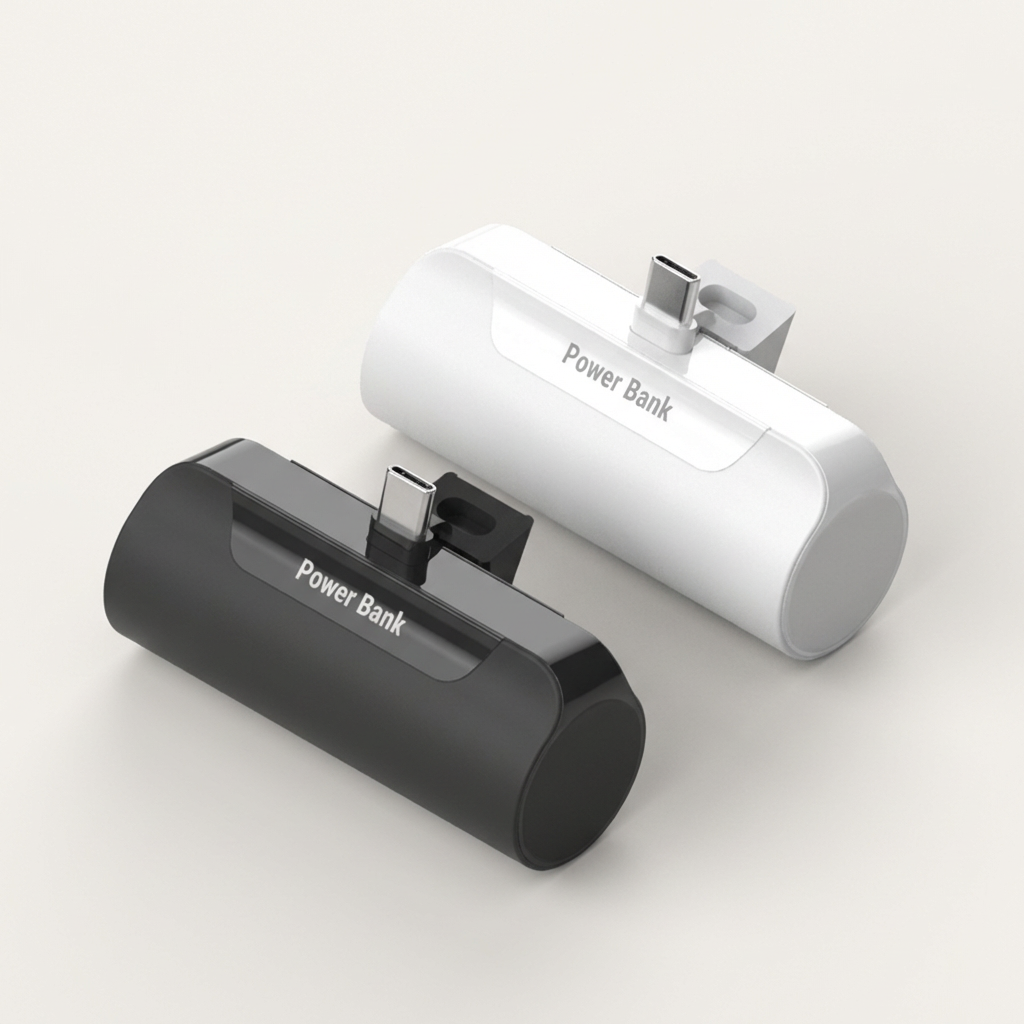 도킹형 대용량 미니 보조배터리 세트, 5000mAh, 화이트 C타입 1개 + 블랙 C타입 1개, 2개