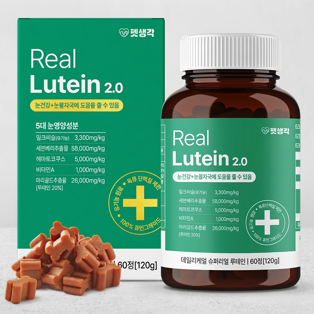 펫생각 리얼 루테인 강아지 눈물자국 영양제, 120g, 120정, 2개