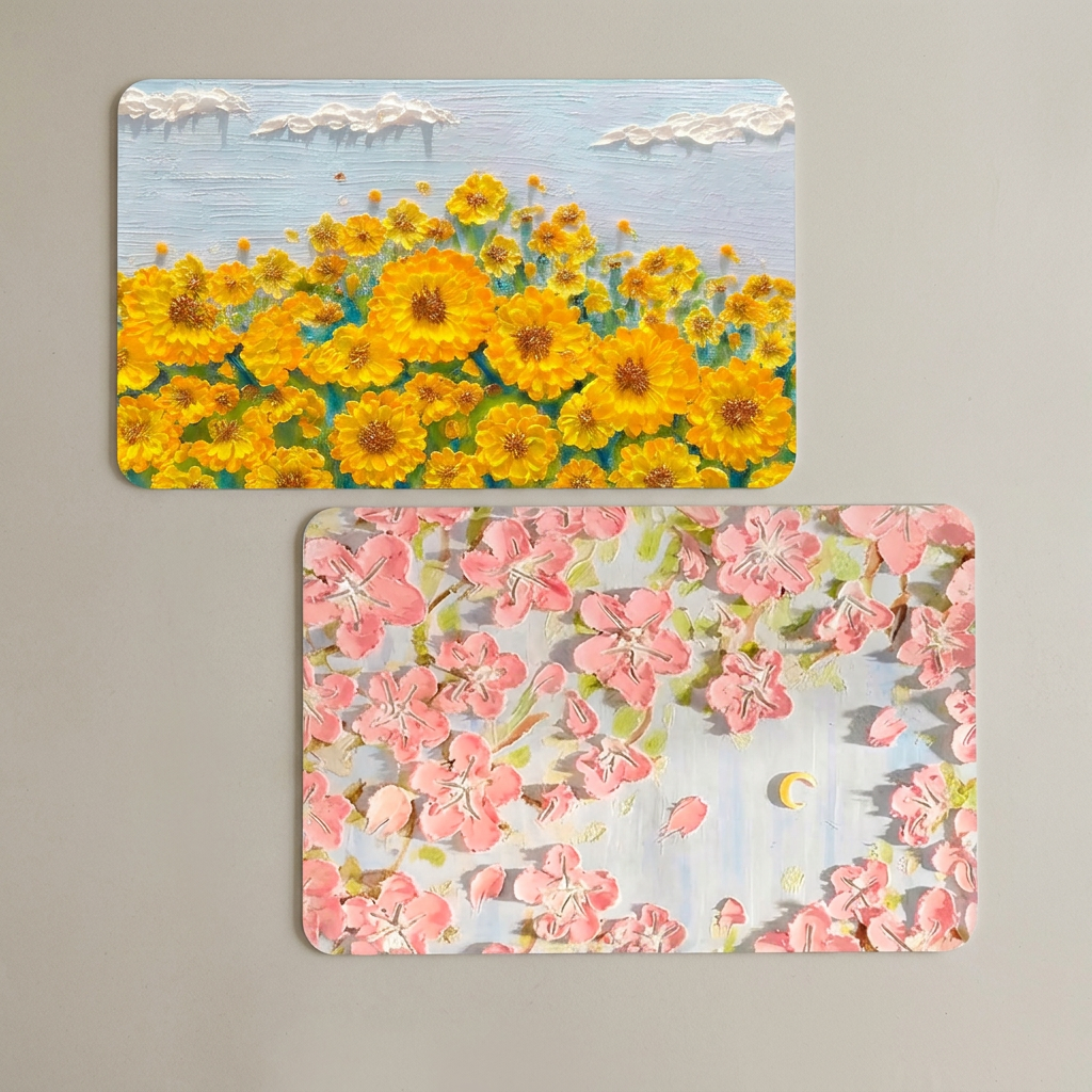 할인바이할인 복을 부르는 규조토 플라워 발매트, 60x40cm, 해바라기(재물) 1개 + 벚꽃(인연) 1개, 2개