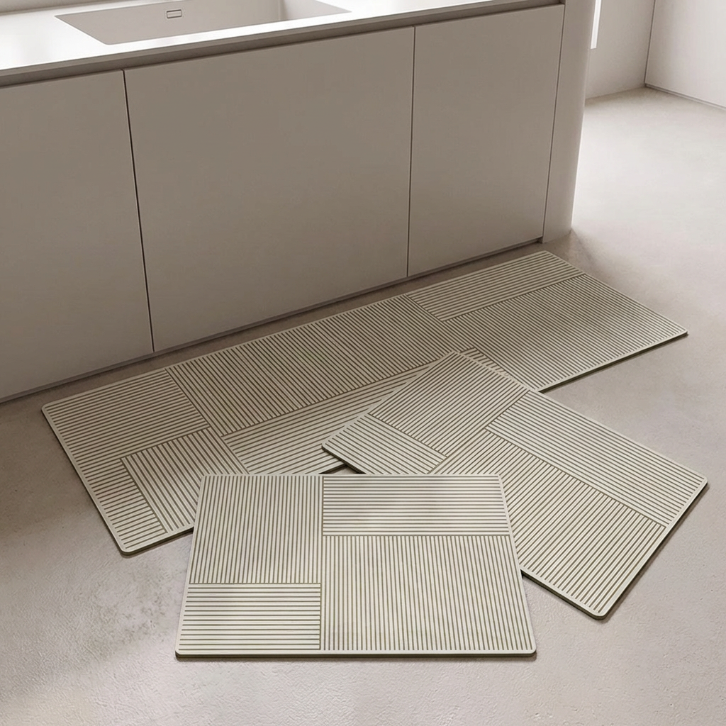 모나코올리브 논슬립 규조토 주방매트, 그리드, 40x60cm+40x120cm, 1세트