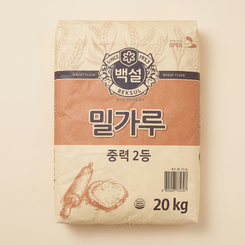 백설 중력2등 밀가루, 20kg, 1개