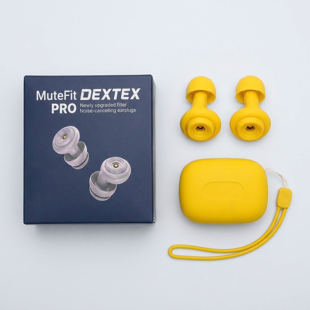 DEXTEX 뮤트핏 PRO 소음 방지 실리콘 이어플러그, 레몬옐로우, 1세트