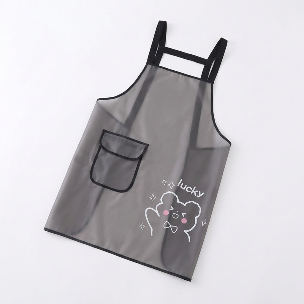 베네피온 곰돌이 TPU 방수 우레탄 앞치마, 블랙, 1개