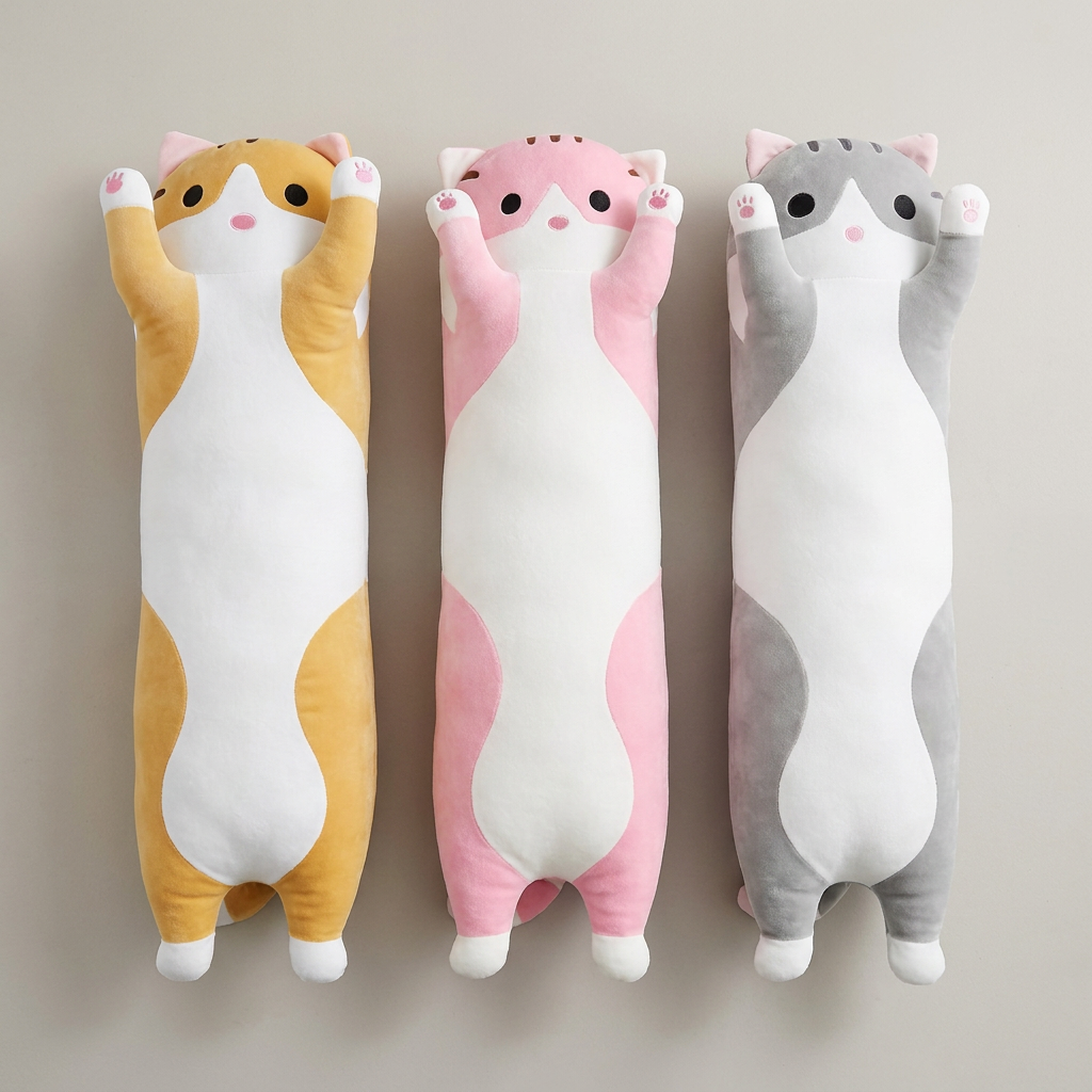 모찌모찌 고양이 바디필로우, 그레이, 50cm, 1개