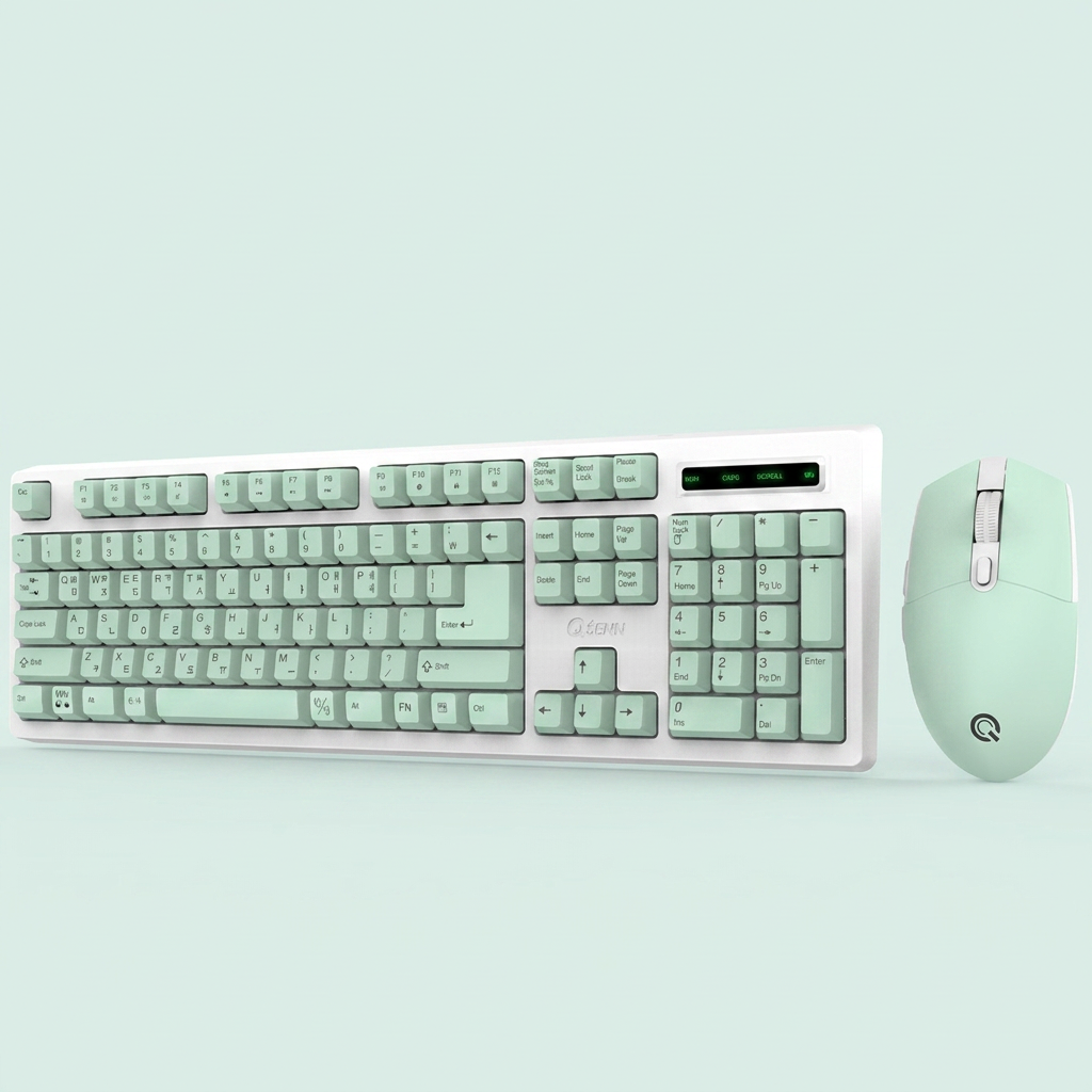 QSENN MK450 무선 키보드 마우스 세트, 일반형, 민트, 1개
