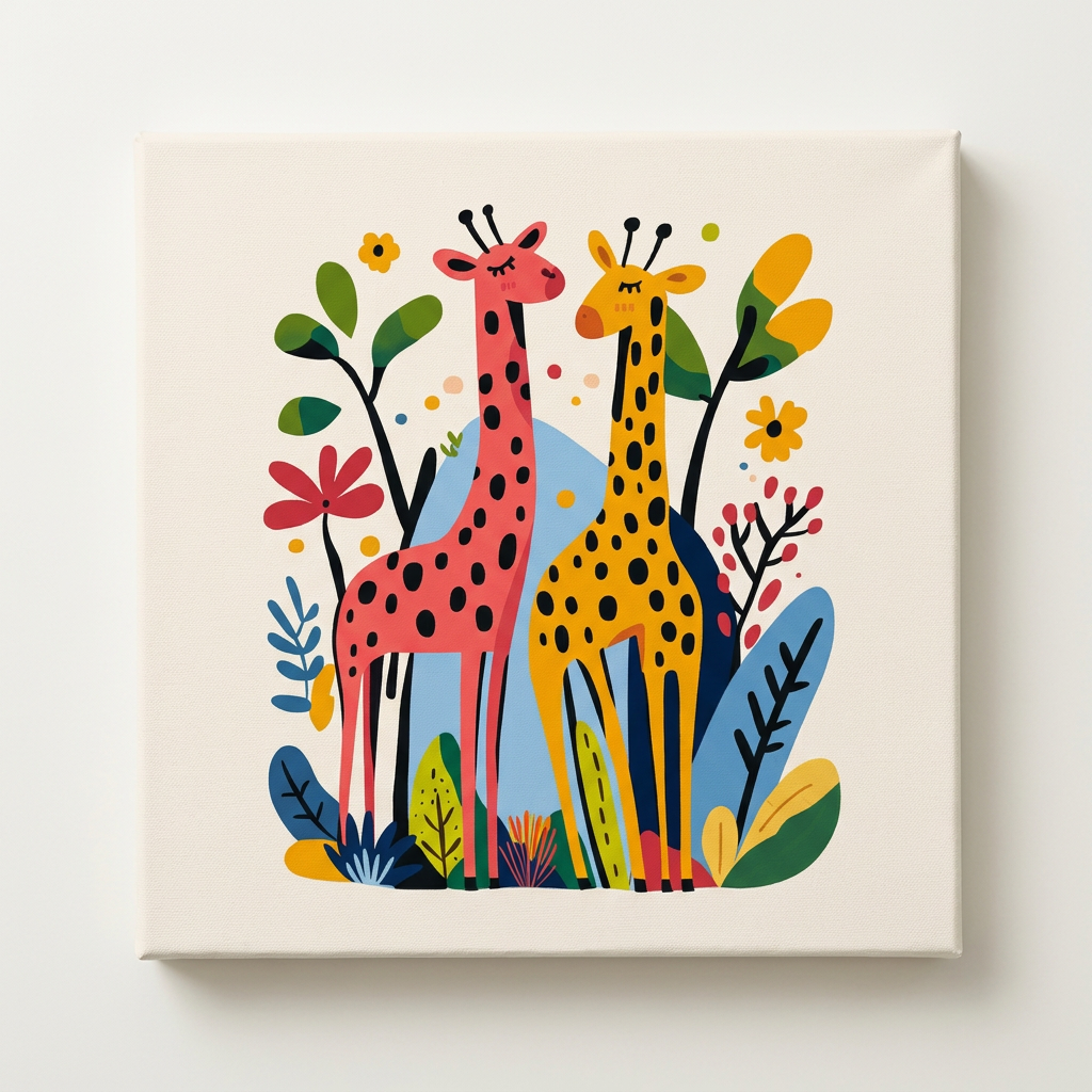 노아 갤러리 행복기린 01, 40x40cm, 캔버스 액자