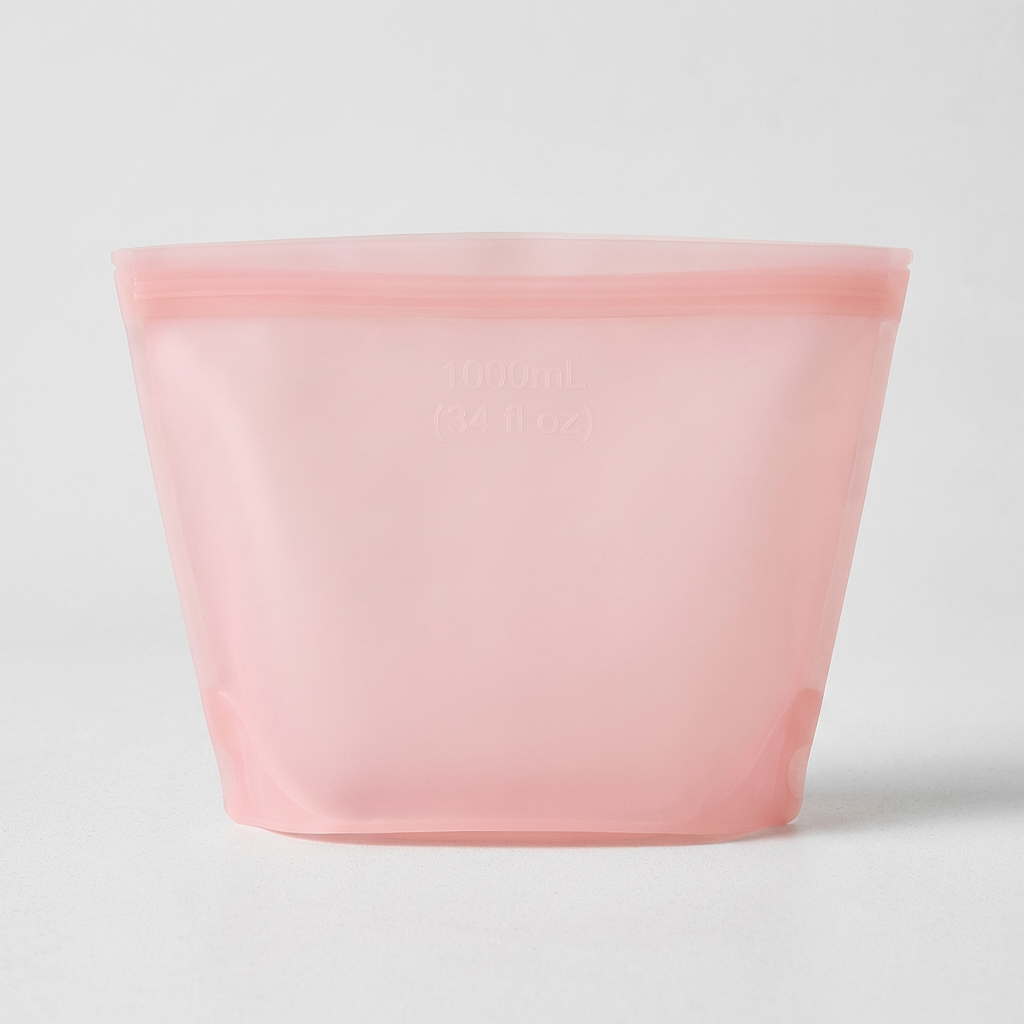 메종리빙 실리콘 지퍼백, 1000ml, 핑크그린화이트, 3개입, 1세트