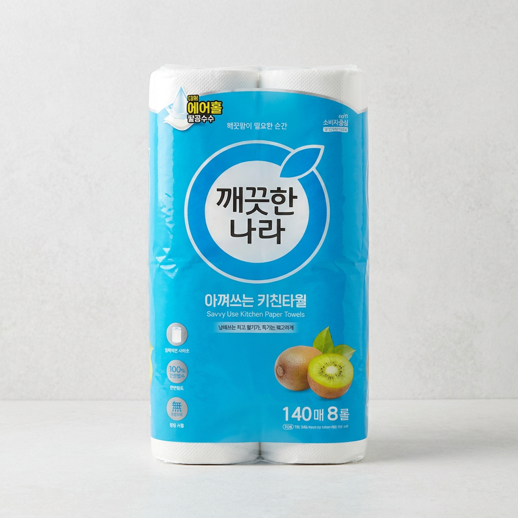 깨끗한나라 아껴쓰는 키친타월, 140매, 8롤, 2개