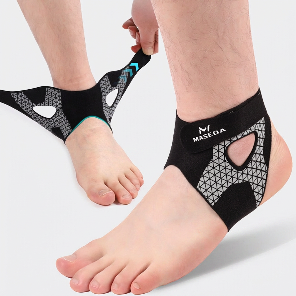 마스다 터프가드 펀칭 발목 보호대, 블랙, L, 1개