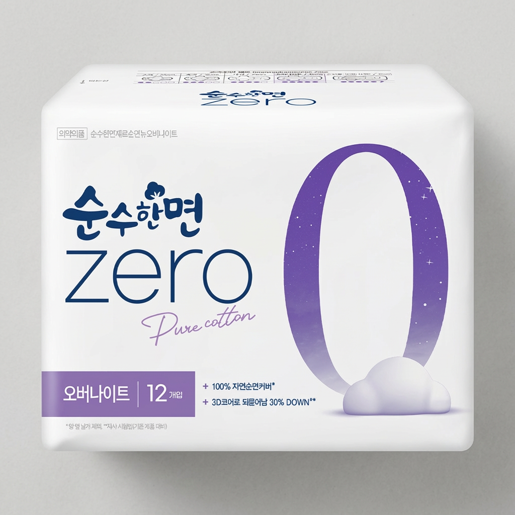 깨끗한나라 순수한면 ZERO, 오버나이트, 12개입, 1팩