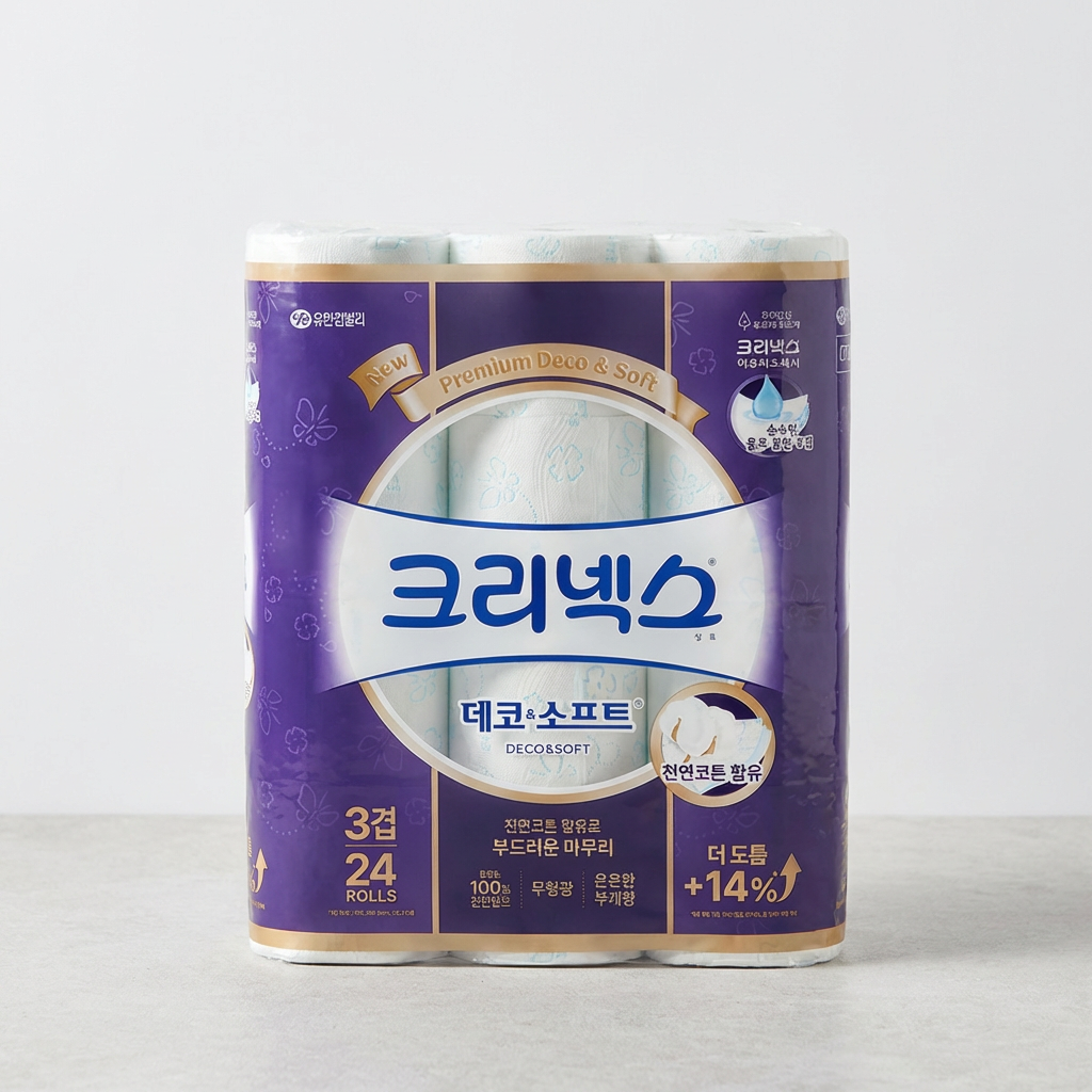 크리넥스 데코&소프트, 3겹, 28m, 24롤, 2팩