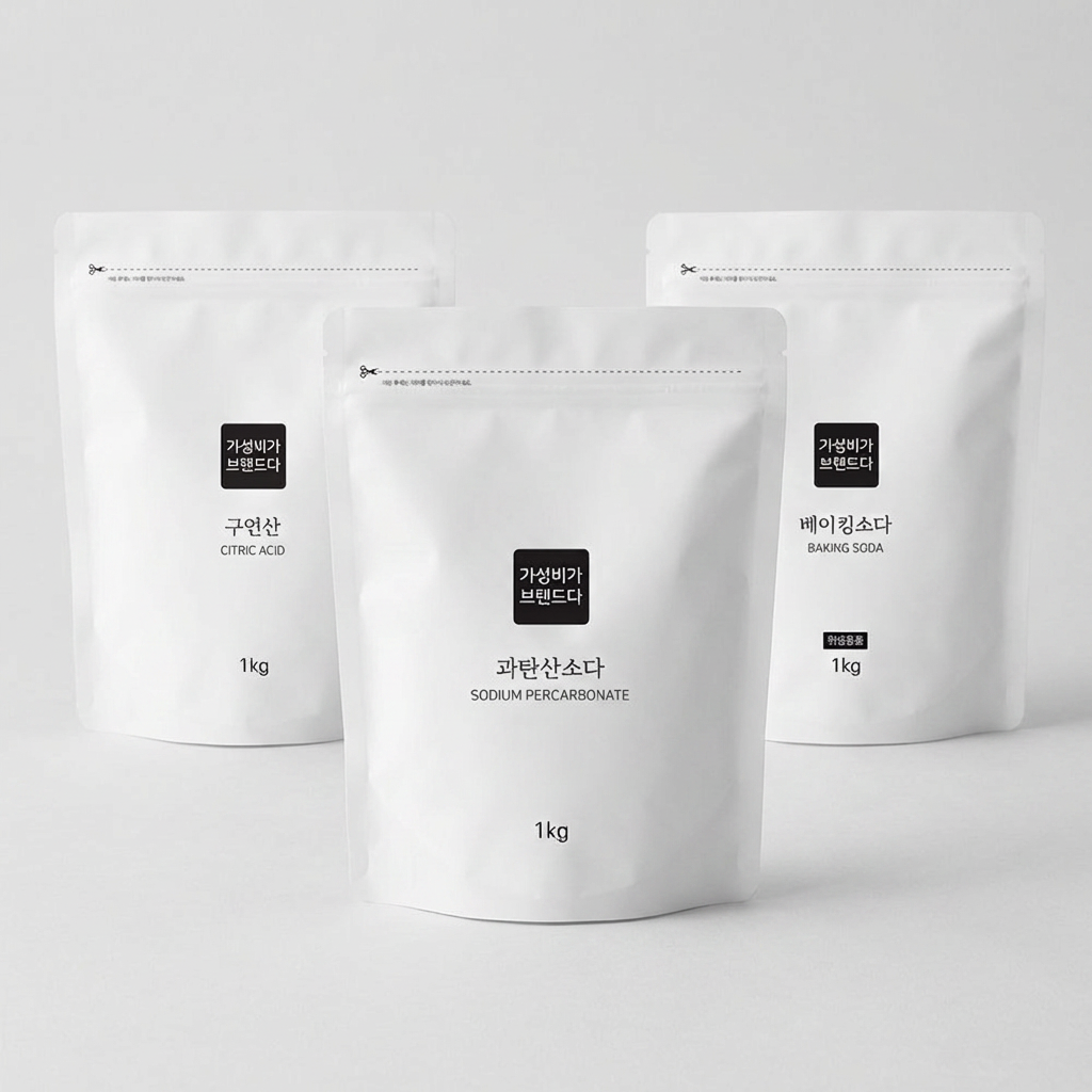 가성비가브랜드다 과탄산소다+구연산+베이킹소다 지퍼백 3종세트, 1kg, 3개