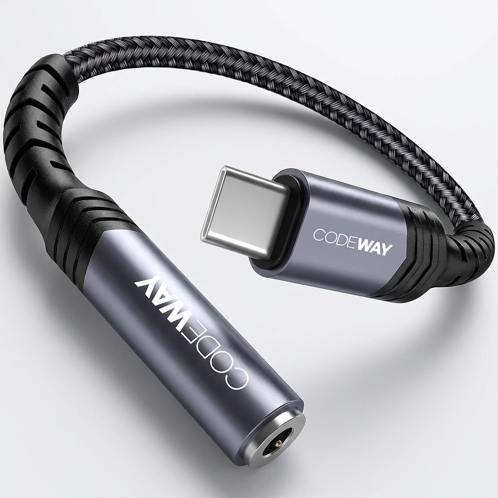 코드웨이 USB C타입 to 3.5 이어폰 젠더, 그레이, 1개
