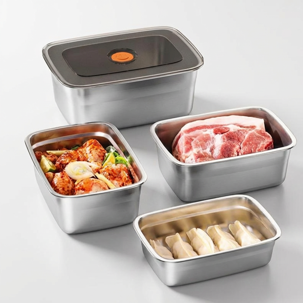대용량 사각 밀폐 스테인리스 밧드, 1.2L 1개 + 1.5L 1개, 2개
