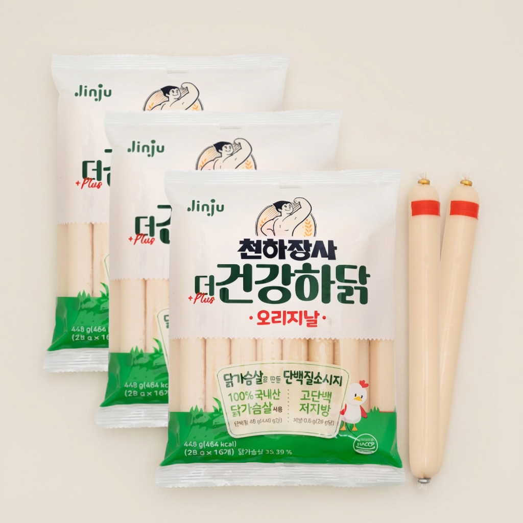 진주햄 천하장사 더 건강하닭 오리지날, 448g, 3개