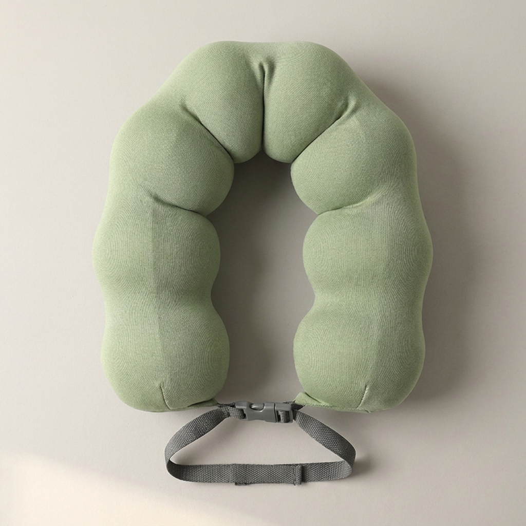 몽글몽글 트래블 목베개, 10x60cm, 카키