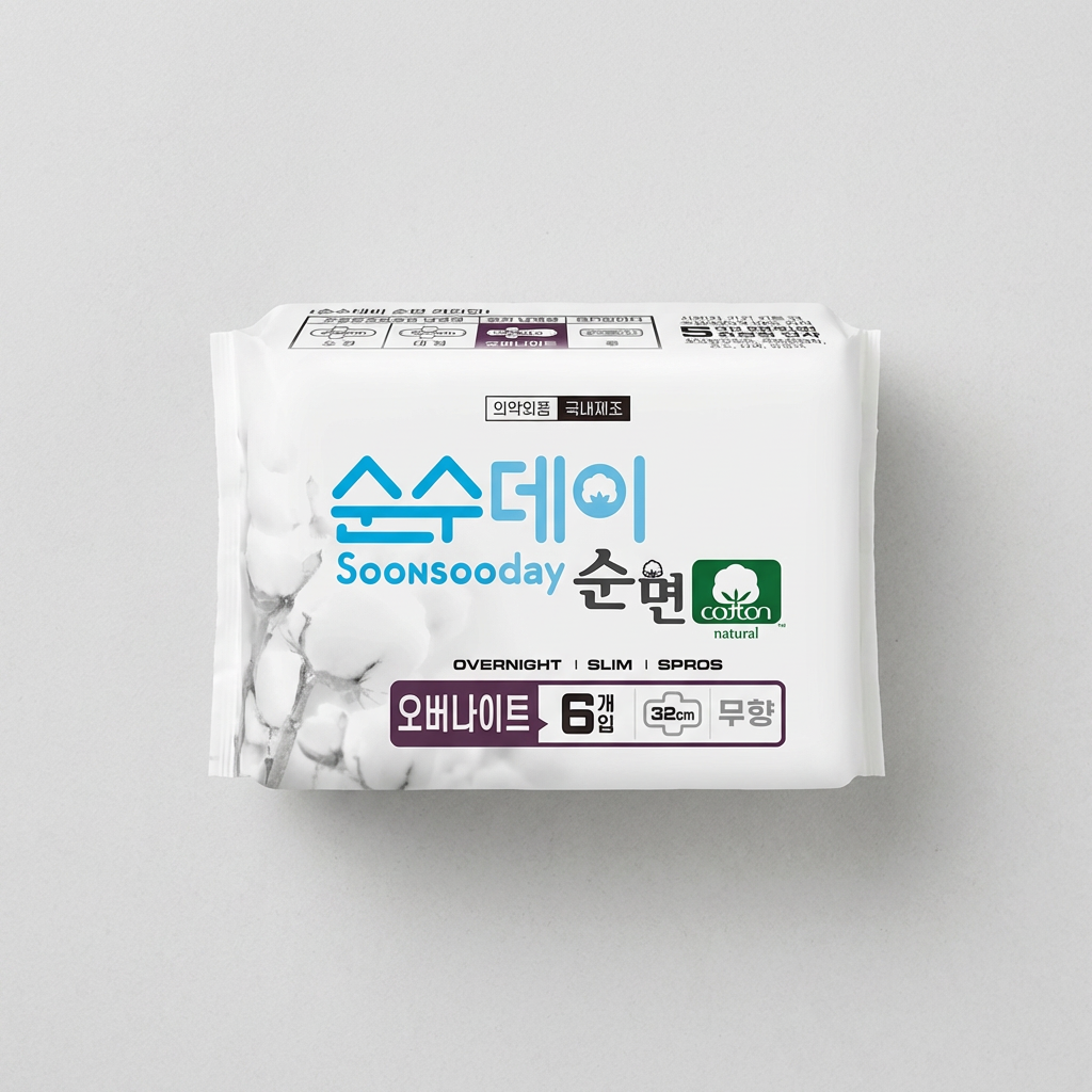 순수데이 순면 롱팬티라이너, 롱팬티라이너, 20개입, 5팩