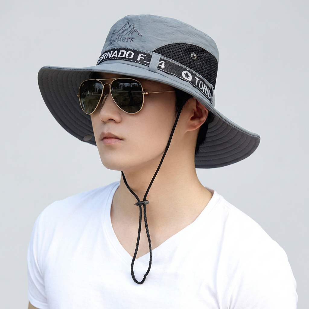 옴미 마운틴14 등산 자외선차단 벙거지 F14, 그레이, 59Cm, 1개