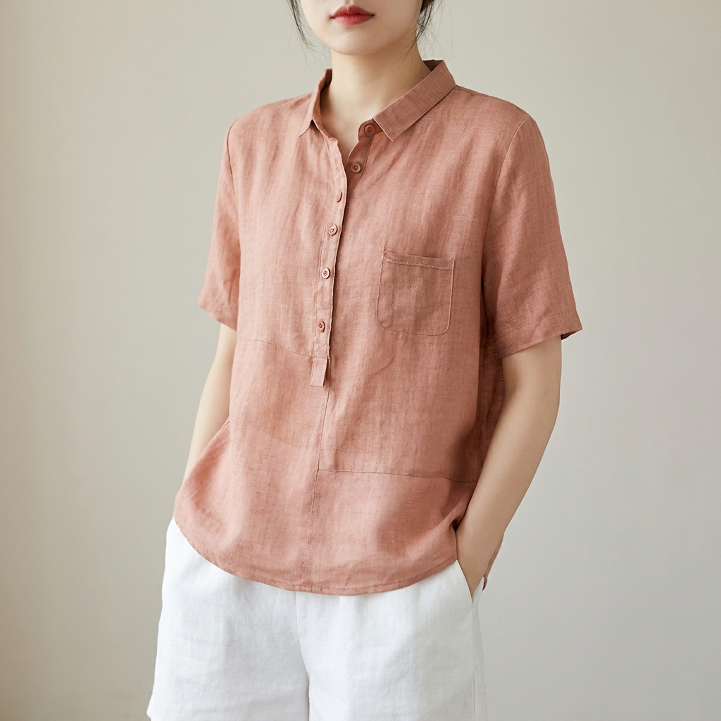 부드러운 여름 인견 블라우스 NC048, 오렌지, XL, 2개